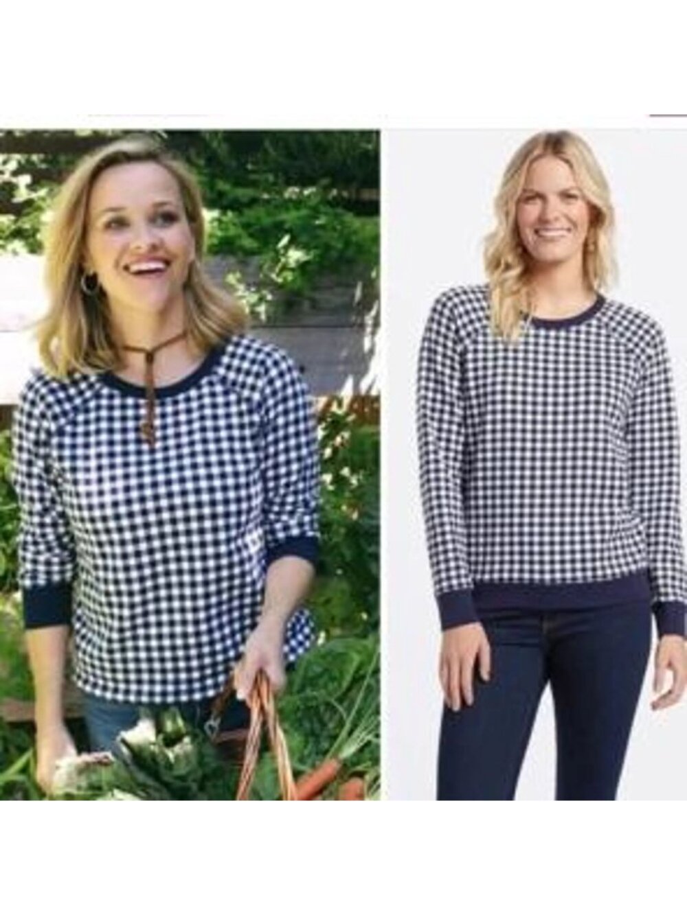 Draper James Blue Gingham Sweatshirt, Size XXL